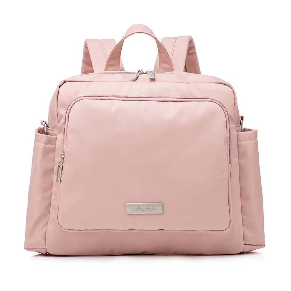 Soboba 2023 New Diaper Bags for Mother Waterproof Large Capacity Solid Polyester Diaper Backpacks Travel Bag for Newborn Baby Purest Peak